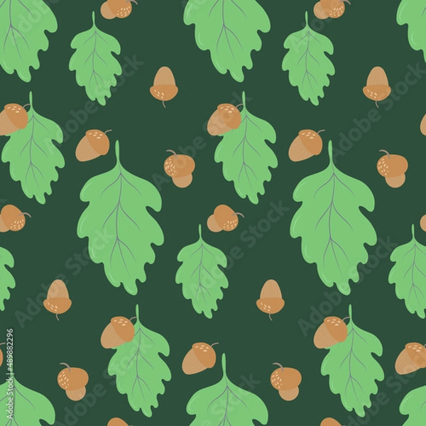 Obraz Seamless pattern with forest plant elements. vector
