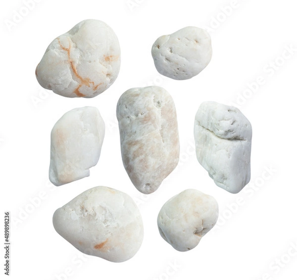 Obraz white rock stone set isolated on white background,Clipping path