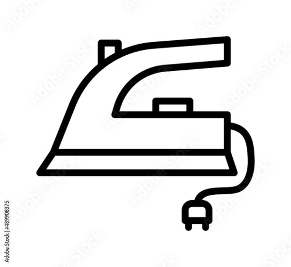 Fototapeta Iron flat line icon. Home appliance, Steam generator iron. Outline sign for mobile concept and web design, store