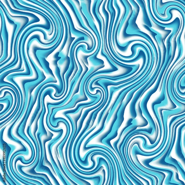 Fototapeta Monotone blue and grey of silhouette tropical foliage and fill in stripe leaves in colorful mood seamless pattern in vector for fashion fabric and all prints