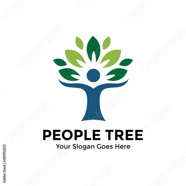 Fototapeta people tree logo design vector illustration