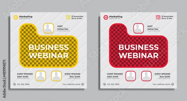 Fototapeta Live streaming business conference workshop social media or instagram post template vector premium