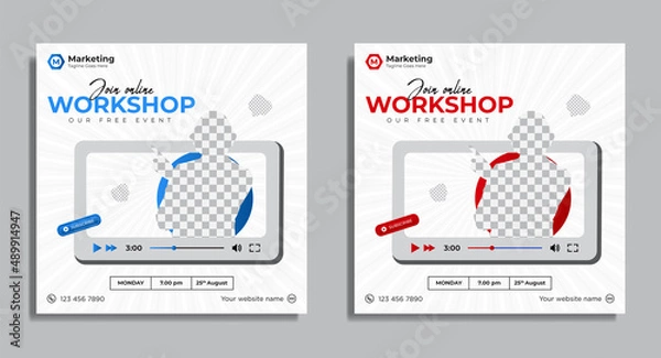 Obraz Live streaming business conference workshop social media or instagram post template vector premium