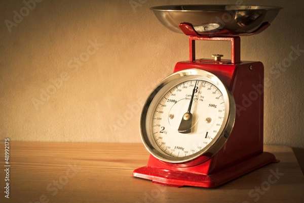 Fototapeta Red kitchen scales