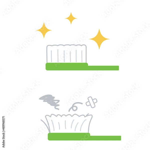 Obraz 新しい歯ブラシと古い歯ブラシ