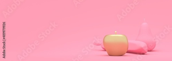 Obraz Fruits collection. Apple, banana and pear. 3D render