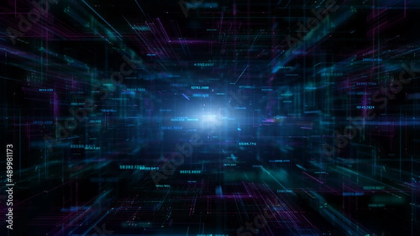 Obraz Digital cyberspace and digital data network connections concept. Transfer digital data hi-speed internet, Future technology digital abstract background 3d rendering