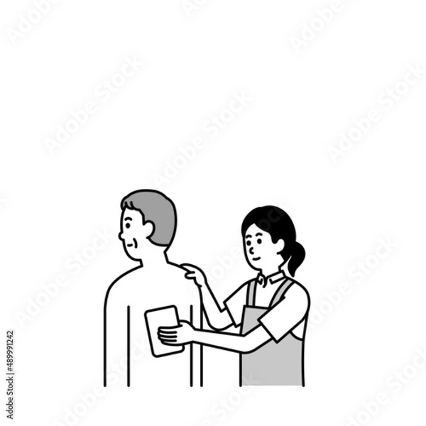 Fototapeta 介護師や福祉の人物イラストモノクロまとめ