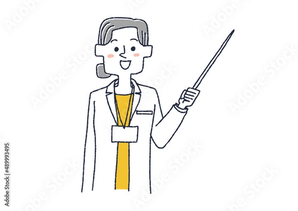 Fototapeta 指示棒で指しながら説明する女性医師