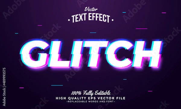 Fototapeta Glitch Rgb Light Editable Modern Text Effect Vector Files