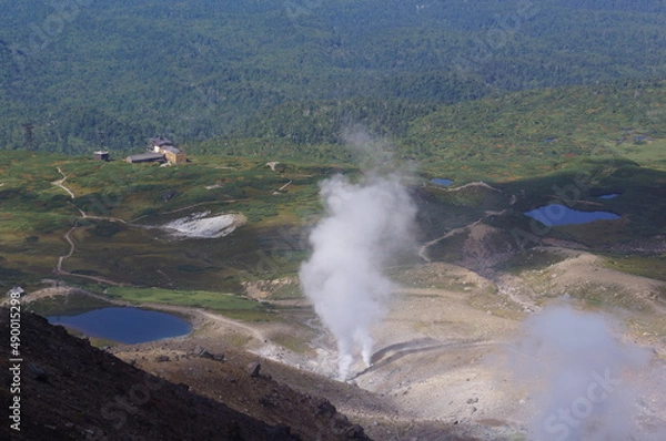 Obraz 登山道からの噴煙