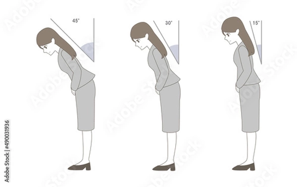 Obraz ビジネスマナーのお辞儀をするスーツの女性	
