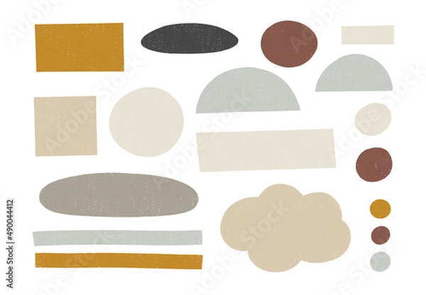 Obraz Set of hand drawn organic textured shapes
