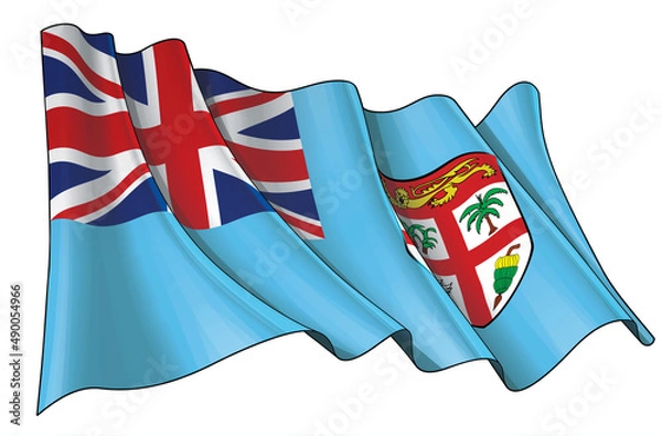 Fototapeta Waving Flag of Fiji Islands