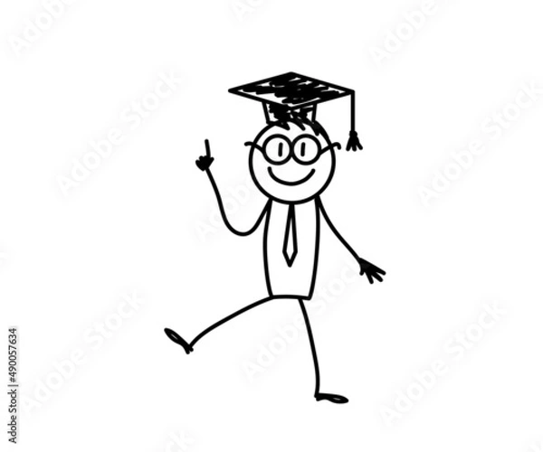 Fototapeta Smart man on a white background. Sketch. Vector illustration.