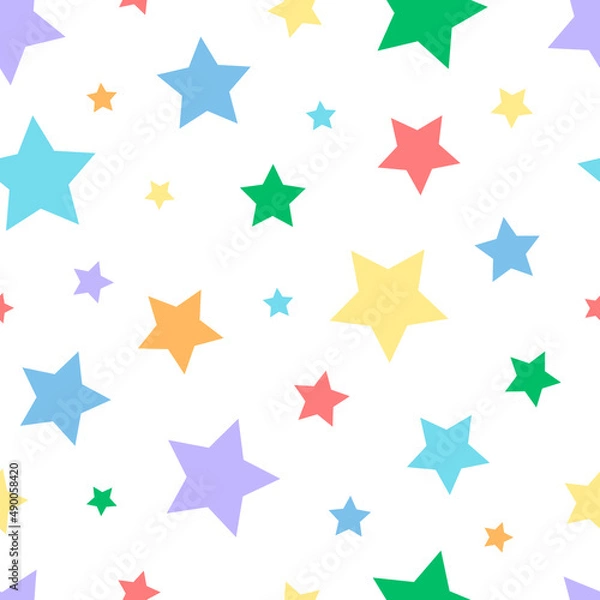 Obraz Seamless pattern rainbow colored stars vector illustration