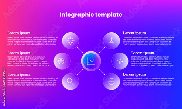 Fototapeta gradient infographic vector template. 6 infographics template