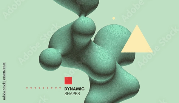 Fototapeta Streszczenie trójwymiarowej kompozycji w stylu Dotwork. Graphic Pointilism. Projekt kropki. Ilustracja wektora 3D z efektem dynamicznym. Szablon baner, ulotki, plakatu, osłony lub broszury.