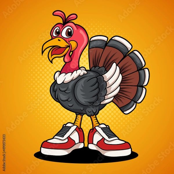 Obraz Cartoon turkey wearing shoes