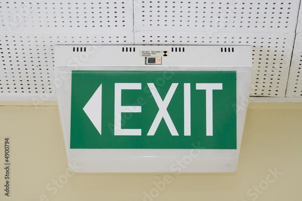 Obraz Ceiling Mounted Exit Sign with pointing arrow