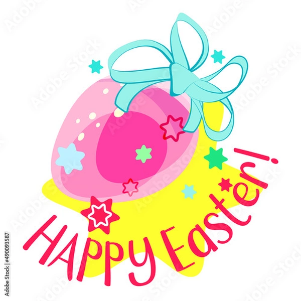 Fototapeta Easter drawing. Easter eggs. For the feast of the Christian and Catholic baptism. Church traditions. Bright colors.