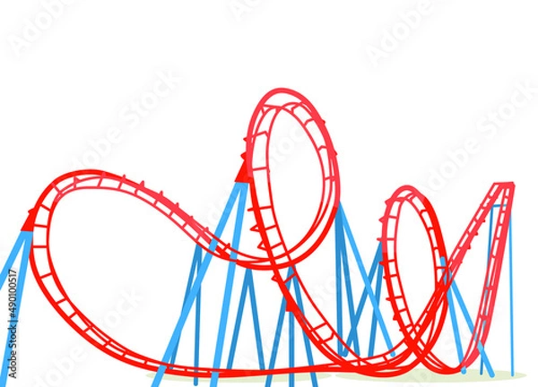 Fototapeta The rollercoaster is isolated on a white background. Vector illustration