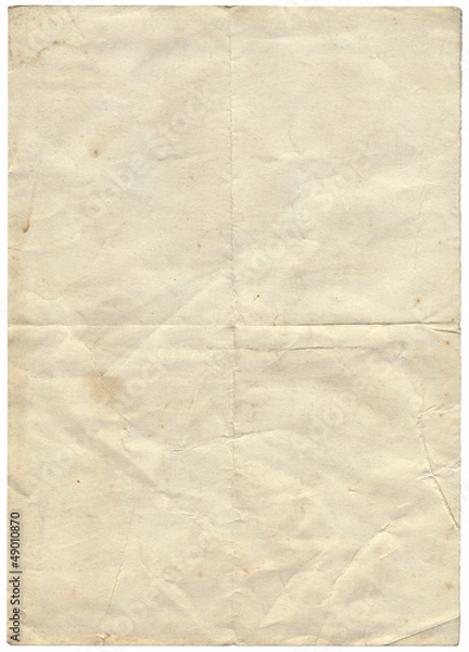 Fototapeta Na białym tle stary vintage składany podarty papier.