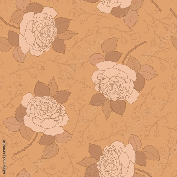 Fototapeta seamless vector pattern with roses
