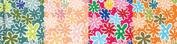 Obraz Flowers. Stylized seamless pattern. Vector image. Kit. 