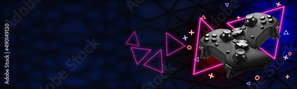 Fototapeta Video game concept. ESports. Blockchain concept for video games.