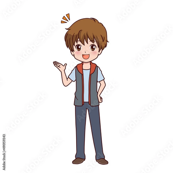 Fototapeta さまざまなポーズの男の子のイラスト