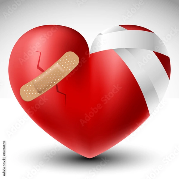 Fototapeta Broken heart with bandage