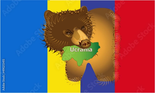 Obraz Ukraine, bite by a Bear, this image is about the political situation in Ukraine