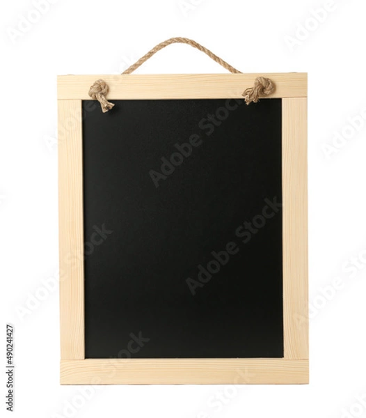 Fototapeta Clean small black chalkboard isolated on white