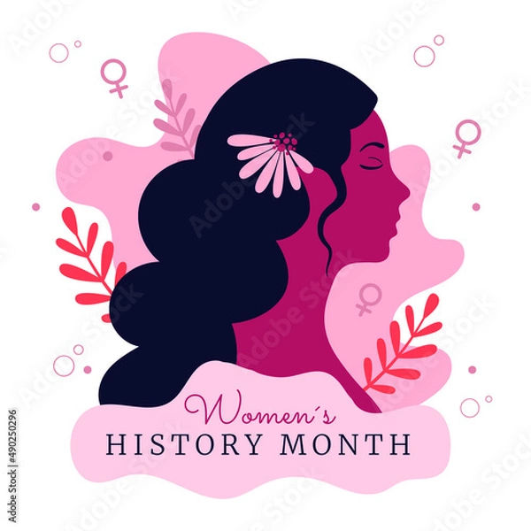 Fototapeta Women's history Month concept. Flat Style. Feminist. March.