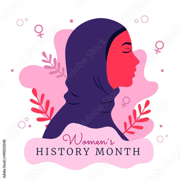 Fototapeta Women's history Month concept. Flat Style. Feminist. March.