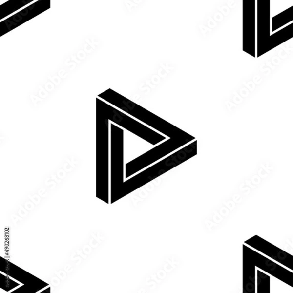 Fototapeta Seamless pattern penrose triangle icon. Impossible vector geometric shape object.