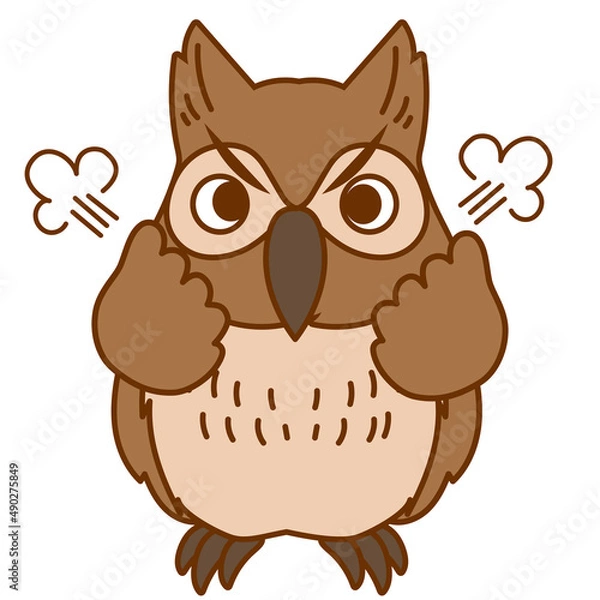 Obraz ミミズク怒る