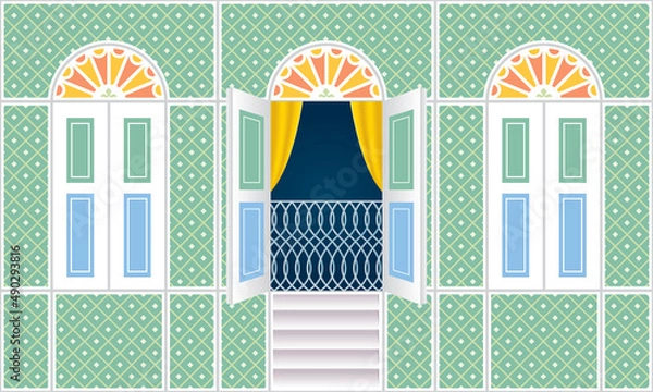 Obraz Beautiful traditional Malay style wooden window frame.