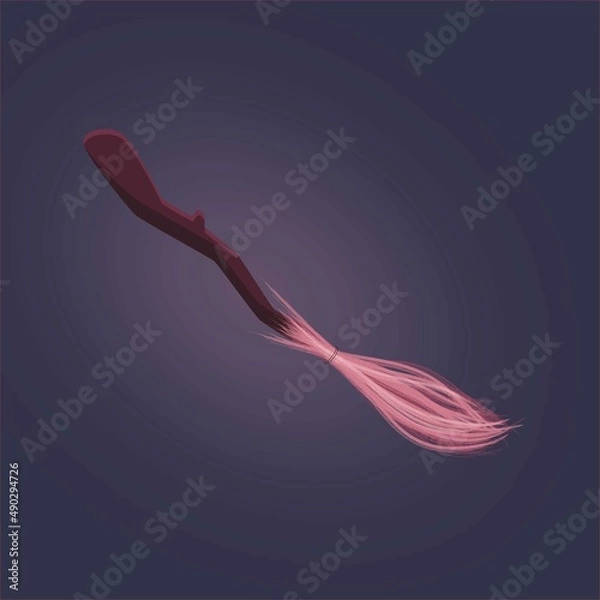 Fototapeta Magic flying broom illustration for computer games