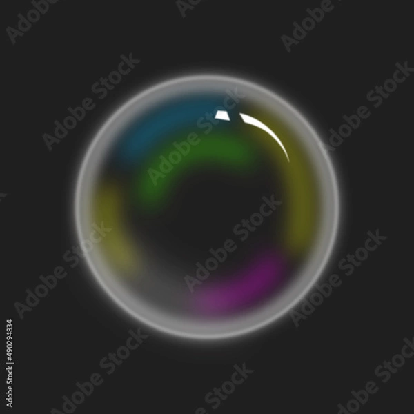 Fototapeta Iridescent soap bubble on a dark background