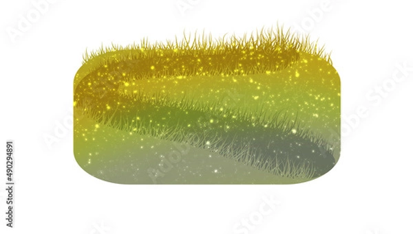 Fototapeta Green field with a path in the evening