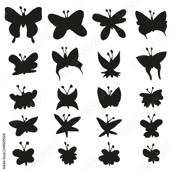 Obraz hand drawn black butterfly set 