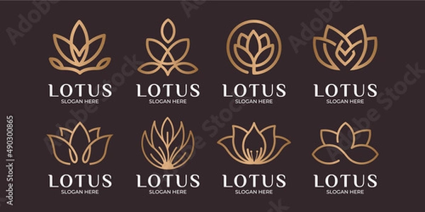 Fototapeta minimalist lotus flower logo collection