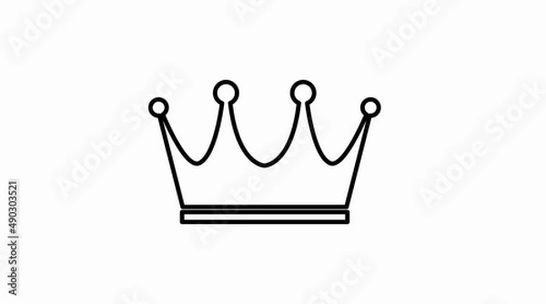 Obraz Crown Icon. Vector isolated linear black and white crown illustration