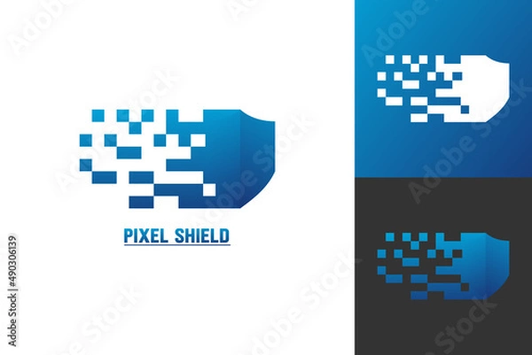Fototapeta Illustration Vector Graphic of Pixel Shield Logo. Perfect to use for Technology Company