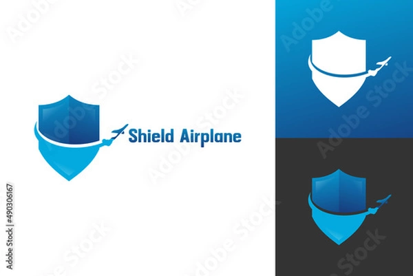 Fototapeta Illustration Vector Graphic of Shield Airplane Logo. Perfect to use for Technology Company