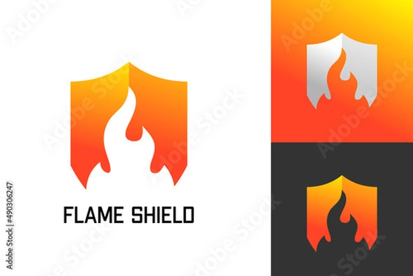 Fototapeta Illustration Vector Graphic of Flame Shield Logo. Perfect to use for Technology Company