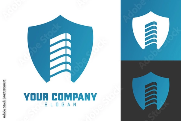 Fototapeta Illustration Vector Graphic of Skyscraper Shield Logo. Perfect to use for Construction Company