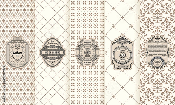 Obraz Vintage collection of design elements,labels,icon,frames, for logo,packaging,vector design of luxury products.for perfume,soap,wine, lotion Isolated